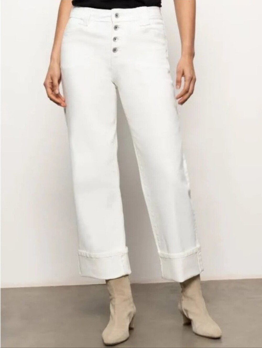 Sanctuary Luna Cuffed Straight Crop Button Fly White Jeans 26 NWT​